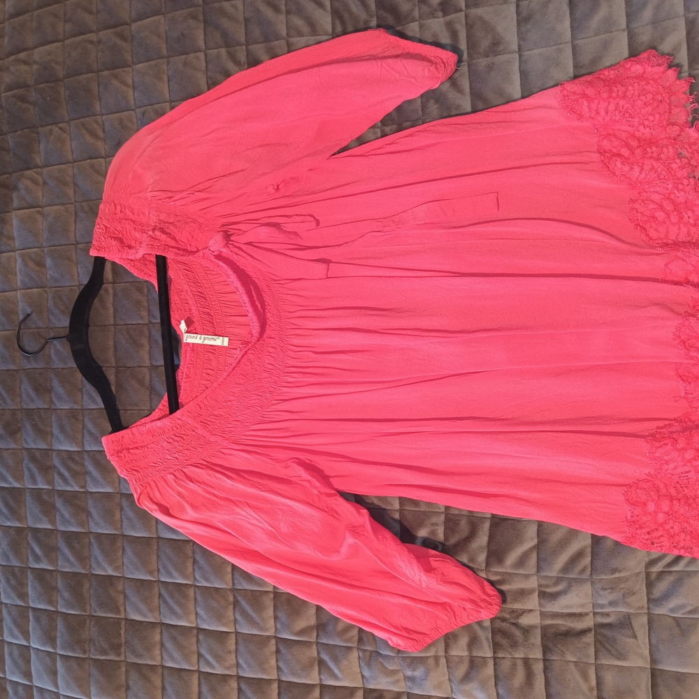 Grand & Greene Pink Babydoll Tunic with Bishop Sleeves